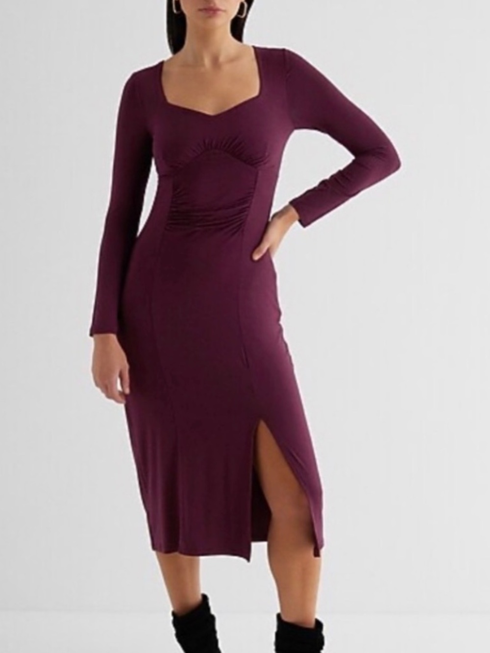 Express Ruched Fitted Midi Dress NWT Size XL